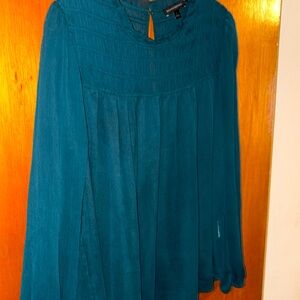 Banana Republic Teal Pleated Long-Sleeve Blouse